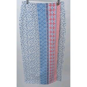 VTG 90s Vivaldi NWT Denim Blue Floral Midi Wrap Cotton Skirt Size 12 Normcore